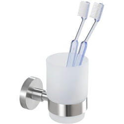 Wenko - Porte-brosse à dents mural Bosio inox mat 7 x 9 cm satiné porte-gobelet salle de bain verre à dents inox support brosse à dents mural élégant