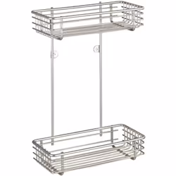 L'étagère droite de salle de bain gain de place Milano avec deux corbeilles de rangement en chrome mat offre un grand espace ...