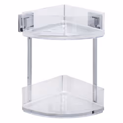 Étagère d'angle à deux niveaux de la série d'accessoires QUADRO pour cabine de douche ou baignoire. Idéal pour ranger les acc ...