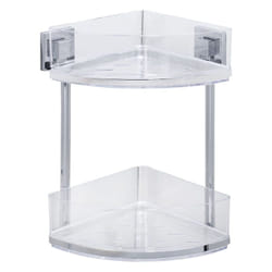 Etagère d'angle douche Quadro, étagère angle salle de bain 2 niveaux, fixation sans perçage Vacuum-Loc®, repositionnable, Acier Inox - Plastique,