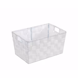 WENKO Panier de salle de bains Adria S, blanc plástico tejido, Panier de rangement, Blanc, Rectangulaire, Polyuréthane (PU), ...