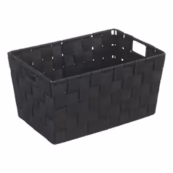 WENKO Panier de salle de bains Adria S, noir plástico tejido, Panier de rangement, Noir, Rectangulaire, Polyuréthane (PU), Po ...