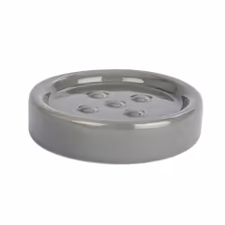 WENKO Porte-savon Polaris Grey, Gris, Vitrocéramique, 110 mm, 110 mm, 25 mm, 250 g