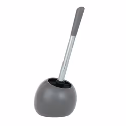 WENKO Ensemble WC Polaris Grey céramique, Support et brosse pour toilettes, Gris, Vitrocéramique, 190 mm, 146 mm, 346 mm