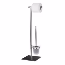 WENKO Ensemble WC sur pied Lima, Support et brosse pour toilettes, Noir, Acier inoxydable, Acier inoxydable, 235 mm, 200 mm,  ...
