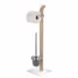 Combiné WC 2en1 - WENKO - Samona Nature - Brosse WC noire - Bois contre-plaqué - Acier chromé