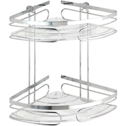 Etagère de douche d'angle murale Premium 2 paniers Wenko Fixation murale par vis et chevilles incluse, Acier inox, 26,5 x 27,5 x 19 cm, Argent