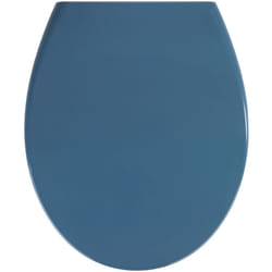 Abattant WC Samos WENKO avec frein de chute, Lunette toilettes clipsable avec fixation inox, Duro Plast hygiénique, 37,5x44,5 cm, Bleu ardoise