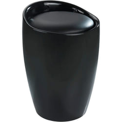 Wenko - Tabouret de salle de bain Candy noir avec panier à linge en abs pouf de salle de bain ø 36 x 50.5 cm assise rembourrée capacité 20 litres