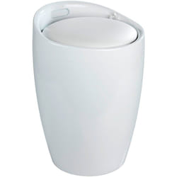 Tabouret Panier à Linge Coffre à Linge et tabouret Salle de Bain Candy WENKO, Coussin Amovible, filet linge amovible 20l , Plastique ABS résistant