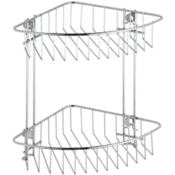 Etagère d'angle de douche Classic, 2 paniers de douche d'angle, fixation murale sans perçage avec adaptateur non fourni, acier, 26,5x26,5x19,5 cm,