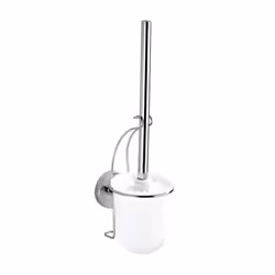 WENKO Vacuum-Loc ensemble WC mural Milazzo fixer sans percer, Support et brosse pour toilettes, Chrome, Blanc, 100 mm, 120 mm ...