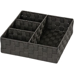 Wenko - Organiseur Salle de Bain, Boite de rangement Adria, avec 4 compartiments, Polypropylène, 32x10x32 cm, noir