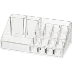 Organiseur maquillage, rangement maquillage 16 compartiments pour bijoux, maquillage..., Acrylique, 22,5x8x12,5 cm, transparent - Wenko