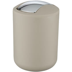 Wenko - Poubelle Salle de Bain, Mini Poubelle Salle de Bain, couvercle basculant, Brasil s, capacité 2L, plastique pet incassable, ø14x21 cm, Taupe