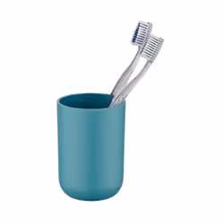 WENKO Colours Gobelet à dents Brasil Pétrole, Bleu, Monochromatique, Mat, Plastique, Unique, Ensemble d'accessoires pour sall ...