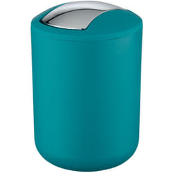 Poubelle Salle de Bain, Mini Poubelle Salle de Bain, couvercle basculant, Brasil s, capacité 2L, plastique pet incassable, ø14x21 cm, Turquoise