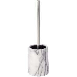 Brosse wc Onyx, brosse wc noire et manche chromé, Marbre, Ø10x41 cm, Gris - Wenko