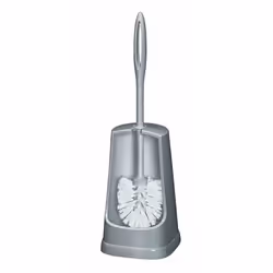 WENKO Brosse WC Simple gris, Support et brosse pour toilettes, Gris, Polyuréthane, Polyvinyl chloride (PVC), Polyuréthane, Po ...