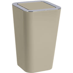 Wenko - Poubelle Salle de Bain, Poubelle à couvercle basculant, Candy, Plastique, 6L, 18x28,5x18 cm, Taupe