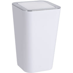 Wenko - Poubelle Salle de Bain à couvercle oscillant Candy Poubelle à Couvercle basculant, Plastique haut de gamme, Capacité 6L, 18x28,5x18cm, Blanc