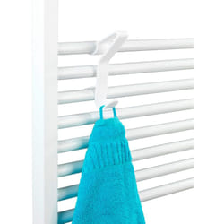 WENKO Crochet radiateur sèche serviette universel Flexi, crochet pour radiateur sèche serviette rond pour suspendre serviette et peignoir, Plastique,
