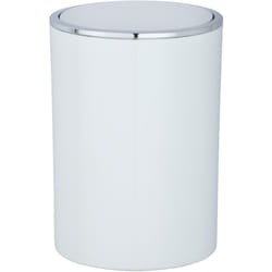Wenko - Petite Poubelle Salle de Bain 5l inca Poubelle à Couvercle basculant avec liseré chromé , Plastique haut de gamme, 18,5x25,5 cm, Blanc