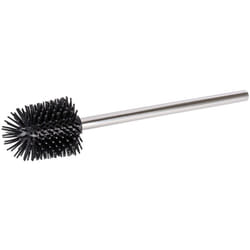 Brosse wc silicone de rechange, tête brosse wc noire avec manche acier inox, silicone, ø 8x35 cm, noir - chromé - Wenko