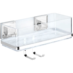 Wenko - Etagère murale salle de bain Quadro, Panier de douche avec crochet, fixation sans perçage Vacuum-Loc®, repositionnable sans résidus, acier