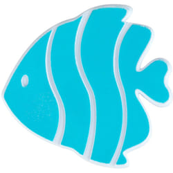 Wenko - Autocollant baignoire antidérapant Poissons, Lot de 5, antiderapant baignoire enfant, Plastique, 10x10,5 cm, Bleu Clair