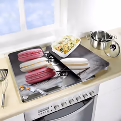 WENKO Macarons planche à découper pour cuisine Rectangulaire Verre, Plastique Multicolore