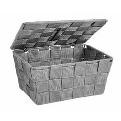 WENKO Panier de salle de bains Adria avec couvercle gris