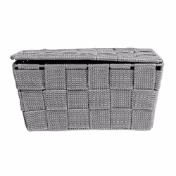WENKO Panier de salle de bains Adria avec couvercle gris