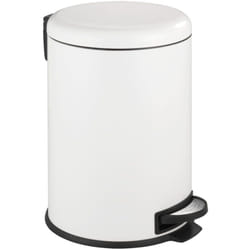 Wenko - Poubelle Salle de Bain Leman 20L, Poubelle à pédale avec frein de chute Easy Close, Acier inox, 30,5x44x37,5 cm, Blanc