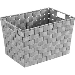 WENKO Panier salle de bain avec poignée Adria M, petite boite de rangement salle de bain, Polypropylène, 35x22x25,5 cm, gris