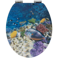 Abattant wc avec frein de chute, Abattant wc original Poisson avec motif 3D, fixation inox, mdf, 38x45 cm, multicolore - Wenko