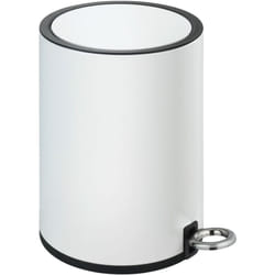 Wenko - Petite Poubelle Salle de Bain à pédale 3L, fermeture avec frein de chute, Monza, Acier inox, 18,5x25,5x24,5 cm, blanc