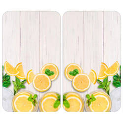 Protection plaque de cuisson 'Citrons' en verre trempé Wenko Pour toute plaques, Couvre plaque de cuisson, planche à découper, extension plan de