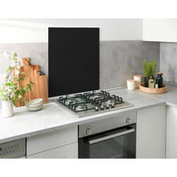 Crédence de cuisine 'Noir' Wenko Fond de hotte, Protège les murs des éclaboussures de cuisson, Résistant aux chocs, Hygiénique, Verre trempé,