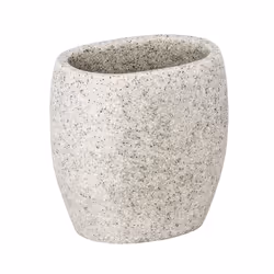 WENKO Nature Gobelet Puro Gris Clair, Distributeurs de salle de bain, Polyrésine, Gris, Drain, Table, 94 mm, 65 mm