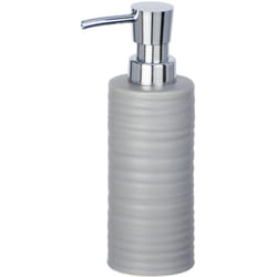Wenko - Distributeur Savon Liquide Mila, Capacité 260 ml, céramique, 6x18,5x8 cm, gris