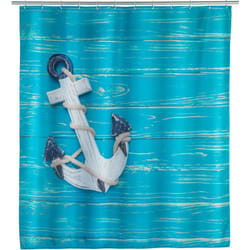 Rideau de douche original Aboard, Rideau de douche 180x200 cm, lavable en machine et waterproof, 12 anneaux rideau de douche en plastique blanc