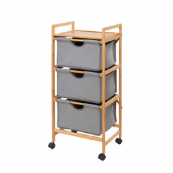 WENKO Bahari, 3 étagères, Bois, Gris, Bois naturel, 4 roue(s), 440 mm, 340 mm