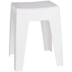 Tabouret de bain Kumba Wenko Design moderne de haute qualité, Jusqu'à 120 kg de charge, Idéal pour salle de bain & wc, Plastique, 38x47x32 cm, Blanc