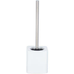 Porte Brosse wc Hexa, brosse wc silicone noire, céramique, 12x39,5x12 cm, blanc - Wenko