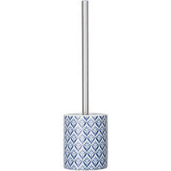 Porte Brosse wc Lorca, brosse wc noire, céramique avec impression, ø 10x39 cm, bleu - blanc - Wenko