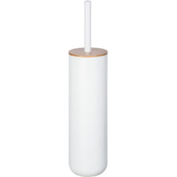 Brosse wc Posa, Design fermé, Brosse wc noire, Plastique - Bambou, ø 7,5x37 cm, Blanc - Marron - Wenko