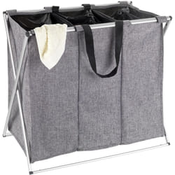 Wenko - trio Panier à linge avec structure en acier, récipient à linge pliable 3 sections - 130 l, 59 x 57 x 38 cm