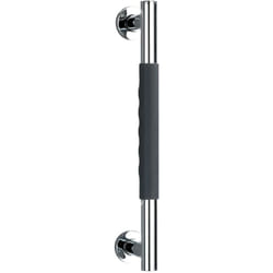 Poignée de sécurité Secura, Barre d'appui salle de bain avec surface antidérapante, Silicone - Acier Inox, 40,5x5x9 cm, gris - Brillant - Wenko