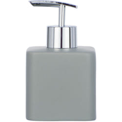 Wenko - Distributeur Savon Liquide Hexa, Capacité 290 ml, céramique, 7,5x13x8,5 cm, gris